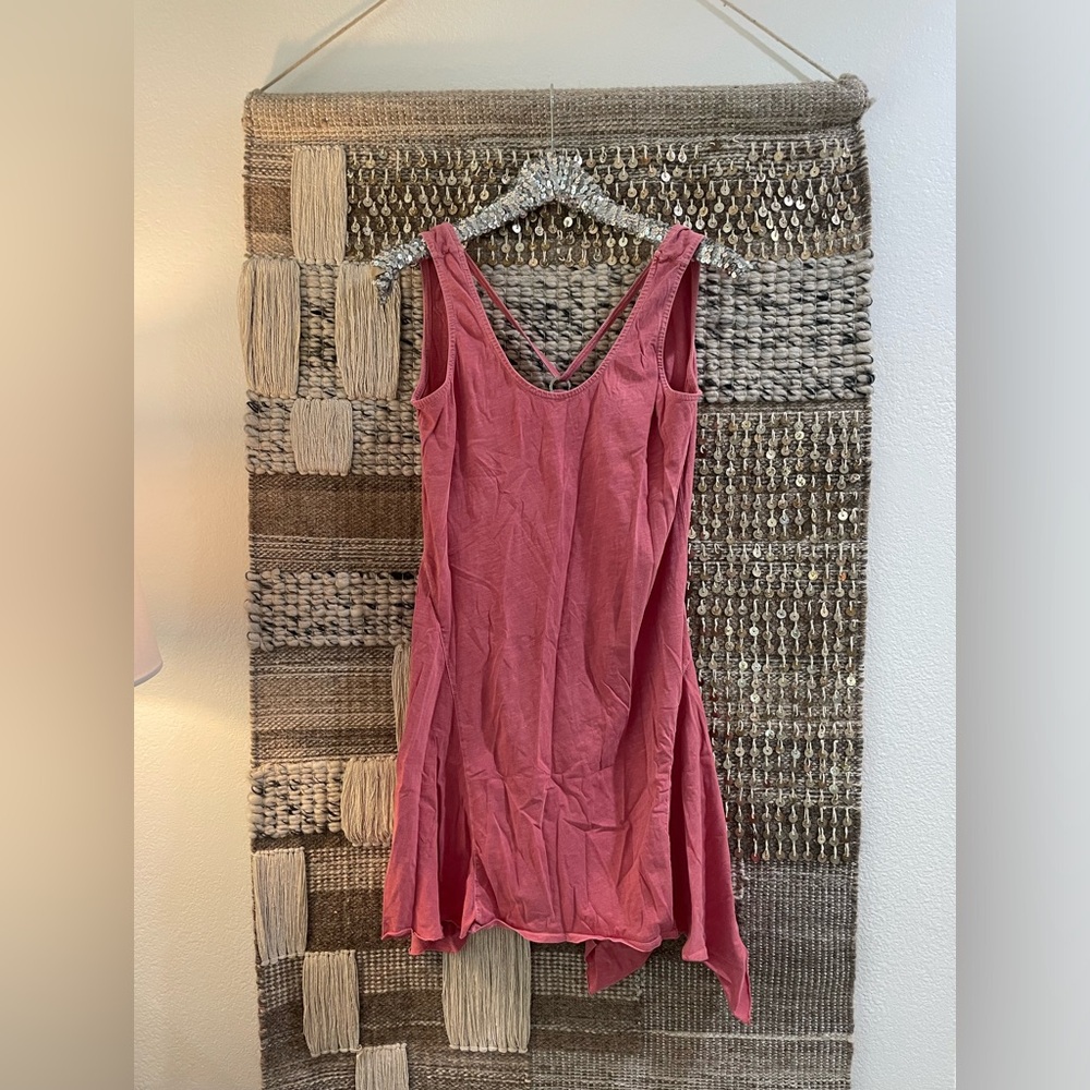 All Saints coral pink red cotton strappy dress swim cover up sz S